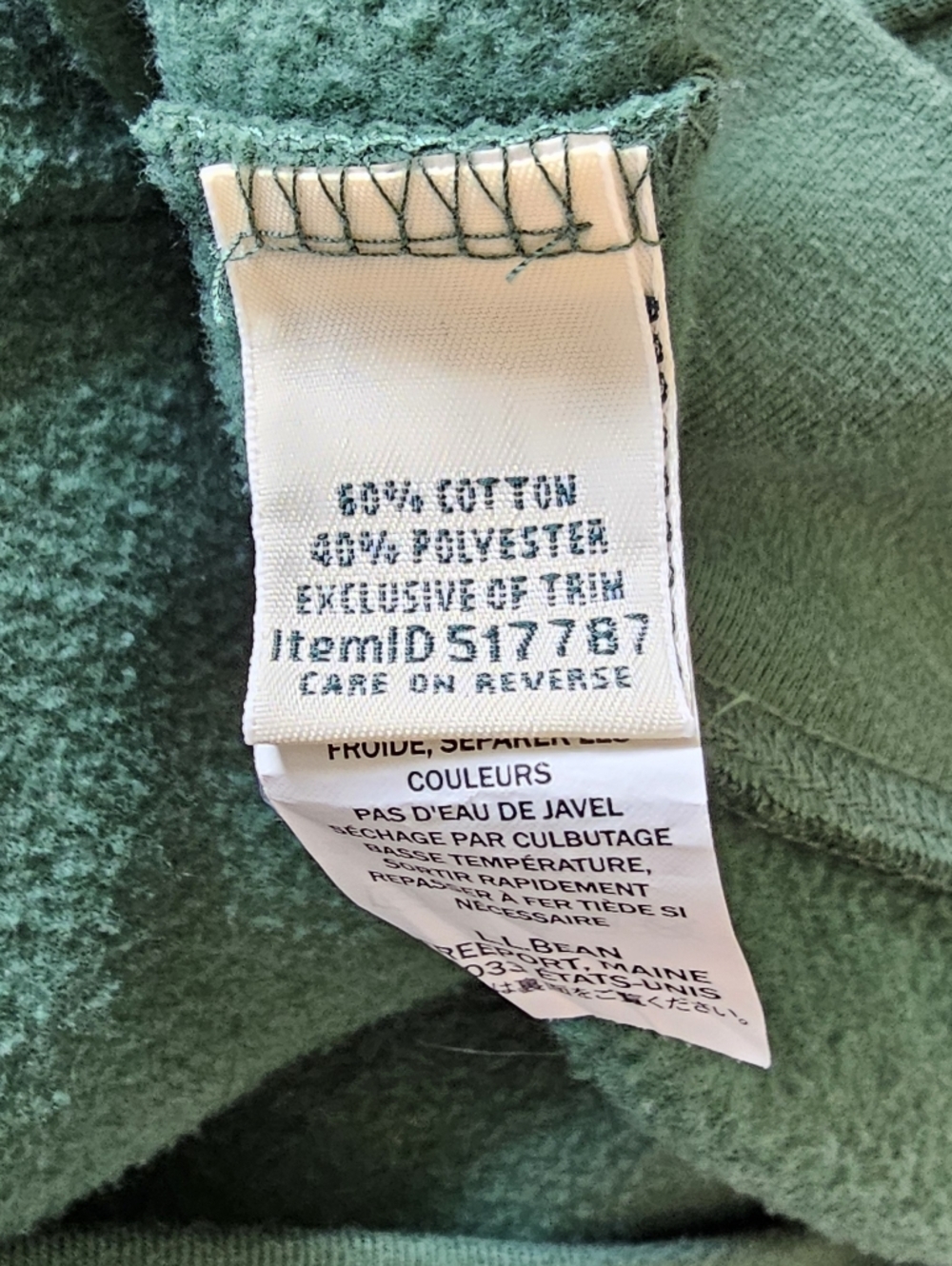 L.L. Bean Dark Green Hoodie with White Script - Picture 4 of 6